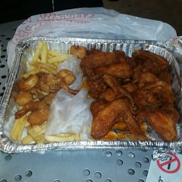 $16.99 - 3 Items Platter - 2 orders of whole wings, 1 order of shrimp, and fries. FEEDS 3 TO 4 PEOPLE. So tasty!!! $16.99 - 3 Items Platter - 2 orders of whole wings, 1 order of shrimp, and fries. FEEDS 3 TO 4 PEOPLE. So tasty!!!
