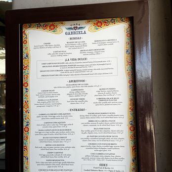 Casa Gabriela - Menu as of May 2026 - Mexican Near Me - La Mesa, California