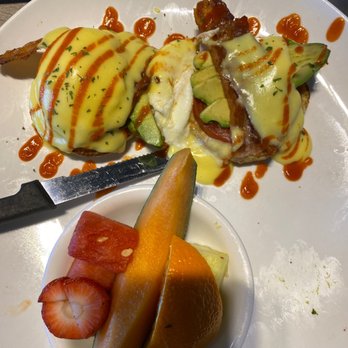Broken Yolk Cafe - Golden State Benedict with fresh fruit - Breakfast & Brunch Near Me - Chandler, Arizona Broken Yolk Cafe - Golden State Benedict with fresh fruit - Breakfast & Brunch Near Me - Chandler, Arizona