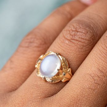 Irden Designs - Antique moondstone ring in 14K yellow gold - Jewelry Near Me - Edmonds, Washington Irden Designs - Antique moondstone ring in 14K yellow gold - Jewelry Near Me - Edmonds, Washington