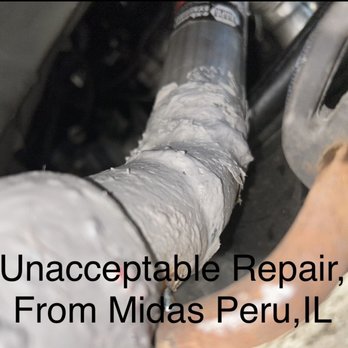 Midas - Apparently Midas In Peru Illinois Finds this repair acceptable and doesn't use exhaust clamps ‍ - Tires Near Me - Peru, Illinois