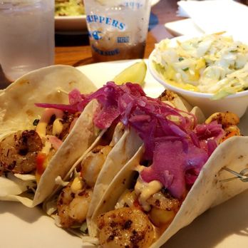 Skipper's Dockside - Blackened Shrimp Tacos, w/ Mango Coleslaw - Seafood Near Me - Key Largo, Florida Skipper's Dockside - Blackened Shrimp Tacos, w/ Mango Coleslaw - Seafood Near Me - Key Largo, Florida