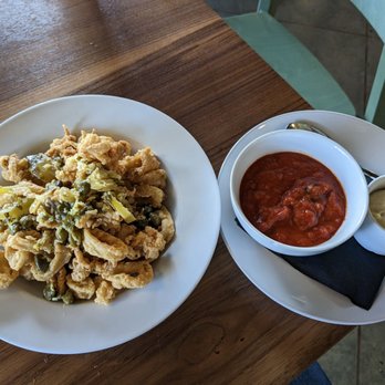 Pigzza - The calamari, not half bad, I could see many enjoying this. Side of marinera and garlic aioli. - Pizza Near Me - Orlando, Florida Pigzza - The calamari, not half bad, I could see many enjoying this. Side of marinera and garlic aioli. - Pizza Near Me - Orlando, Florida