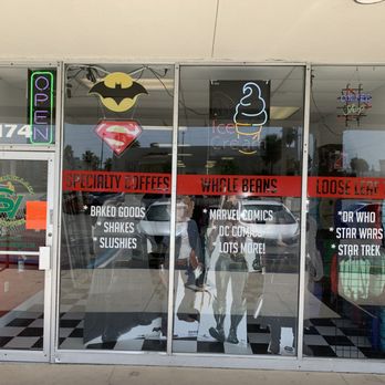 Super Villain Coffee - New store front look closely behind the windows can you see them? - Coffee & Tea Near Me - Cocoa Beach, Florida