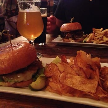 Bread & Barley - Bread & Barley Burger with the Clusterf*ck beer up front - Gastropubs Near Me - Covina, California