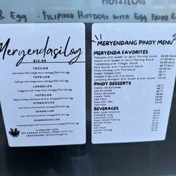 Meryendang Pinoy - Menu