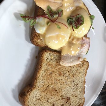 Woodberry Kitchen - Smoked Trout Eggs Benedict on Spelt Toast - American Near Me - Baltimore, Maryland Woodberry Kitchen - Smoked Trout Eggs Benedict on Spelt Toast - American Near Me - Baltimore, Maryland