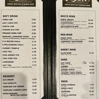 Boon's Asian Bistro - Drink menu - Sushi Bars Near Me - Boca Raton, Florida