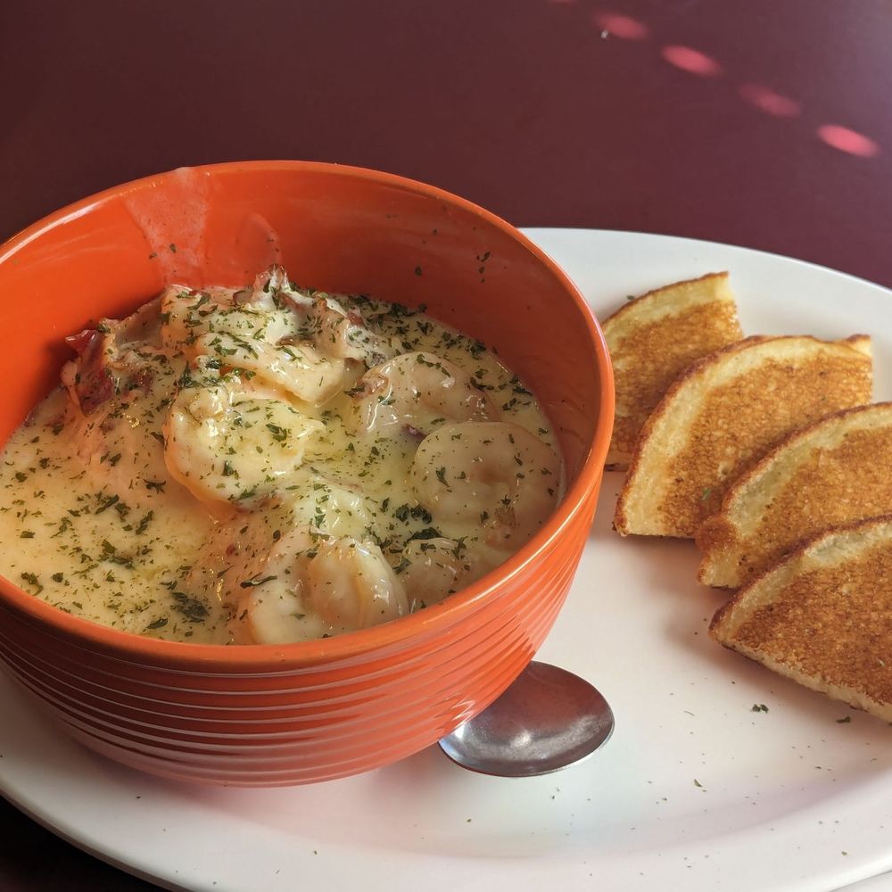 Victory Kitchen & Restaurant - Shrimp and grits with pancake like cornbread - American Near Me - Lake Lure, North Carolina Victory Kitchen & Restaurant - Shrimp and grits with pancake like cornbread - American Near Me - Lake Lure, North Carolina