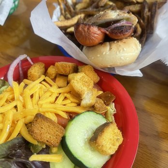 P.T.'s Olde Fashioned Grille - Hot dog with side salad - Burgers Near Me - Wilmington, North Carolina