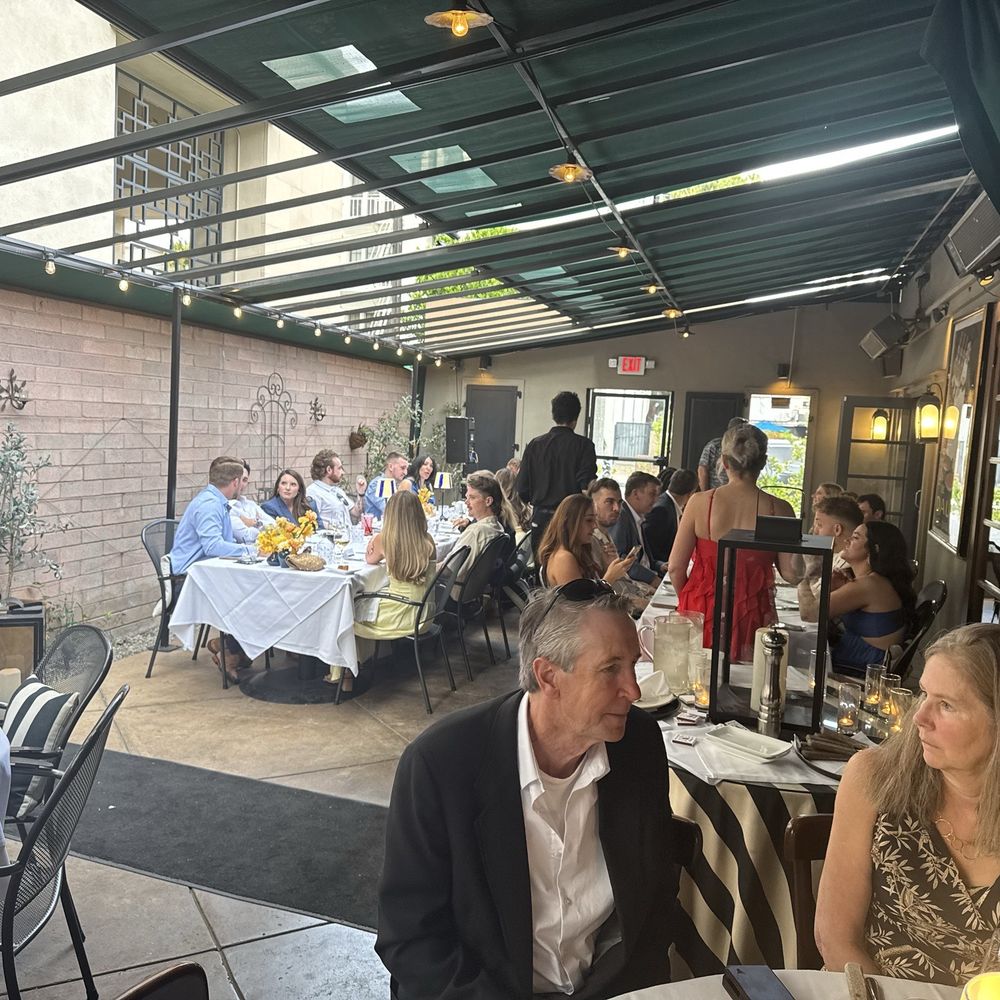 Bistro 45 - Outdoor veranda with a Paris evening feel! - New American Near Me - Pasadena, California