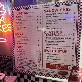 Haven Brothers Diner - inside menu with prices - Burgers Near Me - Providence, Rhode Island