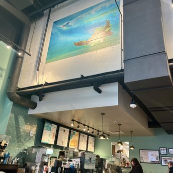 Bad Ass Coffee of Hawaii - Mural of sea turtle and surfer - Coffee & Tea Near Me - Alexandria, Virginia