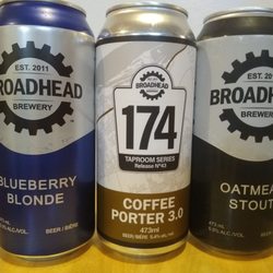 Broadhead Brewing Company - Blueberry Blonde $3.45, Coffee Porter $3.95, Oatmeal Stout $3.35.