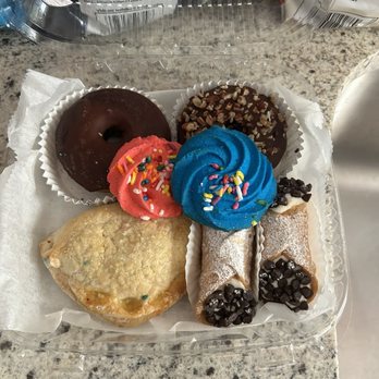 Sugar Bakery - Apple turnover, sugar cookies, mini chocolate chip cannolis, chocolate glazed donut and pecan donut. - Bakeries Near Me - West Roxbury, Massachusetts