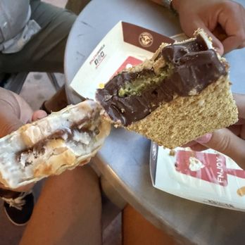 Morelia Gourmet Paletas - Banana filled with Nutella (left) and Dubai Chocolate (right) - Gelato Near Me - Surfside, Florida