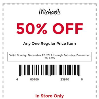 Michaels - 50% off coupon for today for regular priced item! - Arts & Crafts Near Me - Tracy, California Michaels - 50% off coupon for today for regular priced item! - Arts & Crafts Near Me - Tracy, California