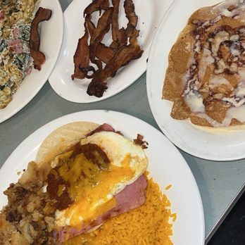 Tom's - Huevos Rancheros, Cinnamon Roll Pancakes, Bacon - Diners Near Me - Brooklyn, New York