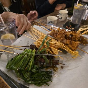 Chinese BBQ - Chive, beef, tofu, pork belly skewers - Chinese Near Me - Plano, Texas