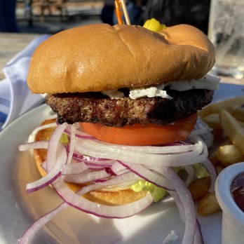 Demitris Taverna - Mediterranean Burger [$13, 4.5 stars] -- with feta and quality meat and HUGE - Greek Near Me - Livermore, California