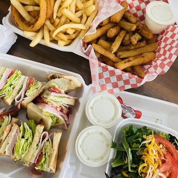 Penny's Burgers - Club Sandwich Dinner Plate and Fried Zucchini - Burgers Near Me - Los Angeles, California Penny's Burgers - Club Sandwich Dinner Plate and Fried Zucchini - Burgers Near Me - Los Angeles, California