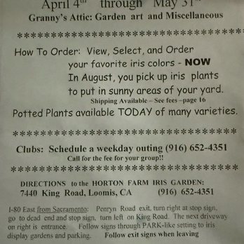 Horton Iris Garden - Catalog - Attraction Farms Near Me - Loomis, California