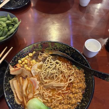 Takumi Ramen & Grill - Oops! This is a few minutes in, not the full portion! Spicy ground pork ramen. - Ramen Near Me - Monroe, Connecticut