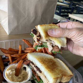 Uptown Burger - Great texturer and salmon that flakes off with a fork - Burgers Near Me - Fullerton, California Uptown Burger - Great texturer and salmon that flakes off with a fork - Burgers Near Me - Fullerton, California