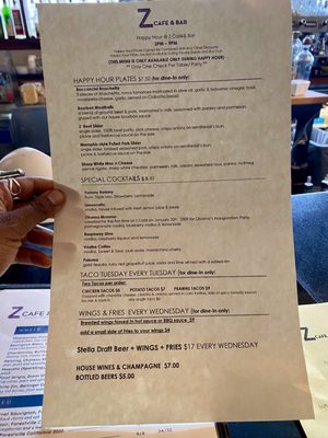 Menu photo 3 Z Cafe & Bar Oakland, CA Menu photo 3 Z Cafe & Bar Oakland, CA