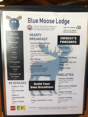 Menu photo 1 Blue Moose Monticello, ME