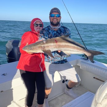 Pro-Fish-In-Sea - Cap'n Jed and JoAnn 04.2022. Cobia (brown clown). - Fishing Near Me - Marco Island, Florida Pro-Fish-In-Sea - Cap'n Jed and JoAnn 04.2022. Cobia (brown clown). - Fishing Near Me - Marco Island, Florida