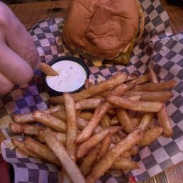 Smash burger and fries Smash burger and fries
