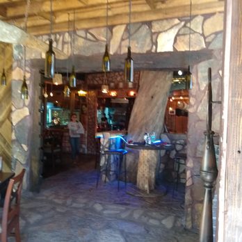 Eucalipto - Sitting in the bar and looking into the restaurant which is built around a tree - Bars Near Me - Cerro San Quintin, BCN