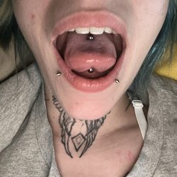 Dark Days Studios - this is the tongue ring I asked for and it is very centred and in a perfect spot