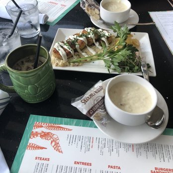 Lalla Grill Oceanside - Clam chowder, drinks and crab cakes! SO good! - Seafood Near Me - Monterey, California