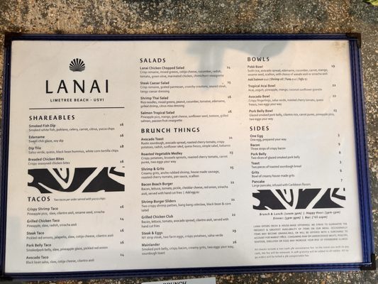 Menu photo 4 Lanai St. Thomas, VI