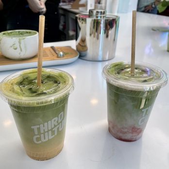 Third Culture Bakery - Golden matcha (turmeric) and strawberry lychee matcha lattes - Bakeries Near Me - Walnut Creek, California