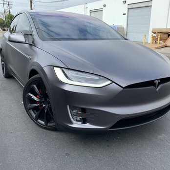 Dependable Guys - After Photo - Outside 3M Satin Dark Grey with Satin Black Chrome Delete Tesla T Painted Satin Grey - Auto Customization Near Me - Santa Ana, California