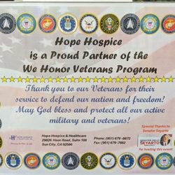 Hope Hospice & Health Care - Hope Hospice is very proud of our partnership with the "We Honor Veterans Program"