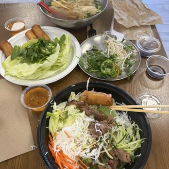 Vietshack - Vermicelli bowl with grilled pork, chicken pho, egg rolls - Vietnamese Near Me - Tempe, Arizona