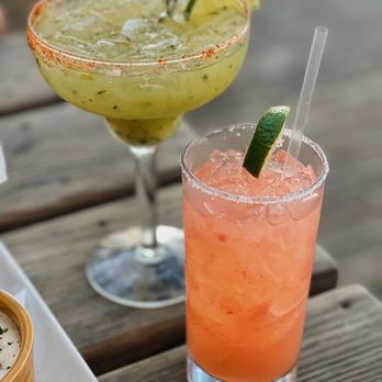 Chisos Grill - Jalapeño margarita and watermelon margarita - American Near Me - Bee Cave, Texas