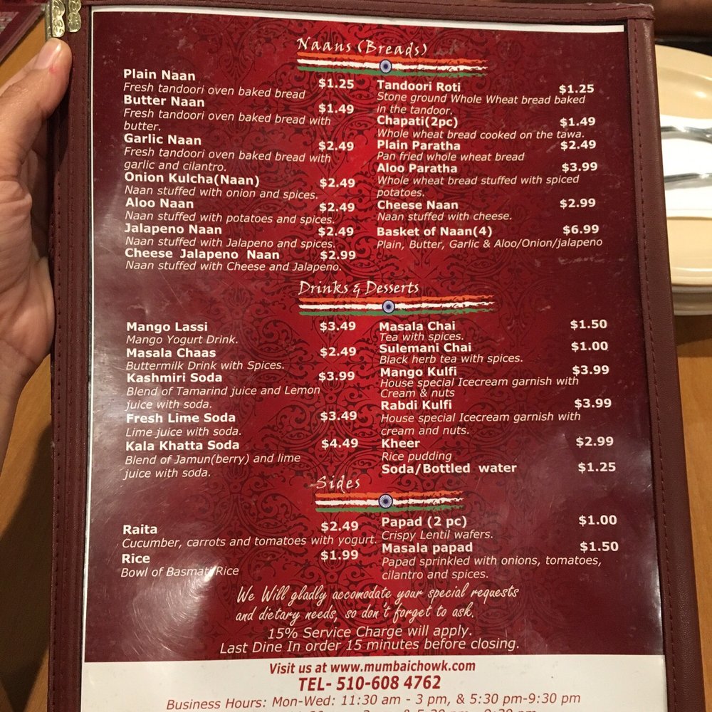 Mumbai Chowk - Menu - Indian Near Me - Newark, California Mumbai Chowk - Menu - Indian Near Me - Newark, California