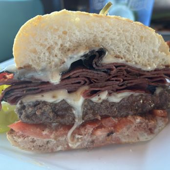 Crave Grille - Pastrami burger with a gluten free bun. - American Near Me - Vancouver, Washington