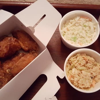 Bonchon Arlington - Soy garlic sauce wings with regular coleslaw, kimchi coleslaw, and pickled radishes. Yum! - Chicken Wings Near Me - Arlington, Virginia