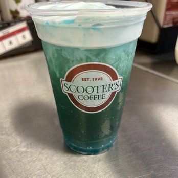 Scooter's Coffee - Blue Raspberry Energy Infusion topped with Blue Raspberry Cold Foam - Coffee & Tea Near Me - Burton, Michigan Scooter's Coffee - Blue Raspberry Energy Infusion topped with Blue Raspberry Cold Foam - Coffee & Tea Near Me - Burton, Michigan