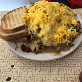 Mickies Dairy Bar - Egg and potato scramble with mushrooms - Breakfast & Brunch Near Me - Madison, Wisconsin Mickies Dairy Bar - Egg and potato scramble with mushrooms - Breakfast & Brunch Near Me - Madison, Wisconsin
