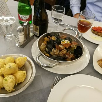 Trattoria 'A Pignata - Zeppoline, Sauté mixed seafood, bruschette. Best bruschette I'd say! - Italian Near Me - Naples, NA Trattoria 'A Pignata - Zeppoline, Sauté mixed seafood, bruschette. Best bruschette I'd say! - Italian Near Me - Naples, NA