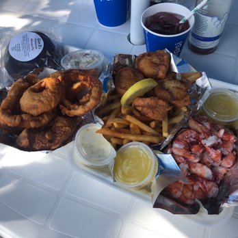 Red's Eats - Lobster Roll, order of onion rings, scallops with fries and a local whoopie pie. - Seafood Near Me - Wiscasset, Maine Red's Eats - Lobster Roll, order of onion rings, scallops with fries and a local whoopie pie. - Seafood Near Me - Wiscasset, Maine