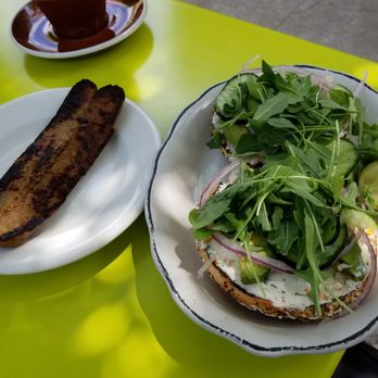 Wise Sons - Veggie bagle with side of veggie patty - Breakfast & Brunch Near Me - Oakland, California Wise Sons - Veggie bagle with side of veggie patty - Breakfast & Brunch Near Me - Oakland, California