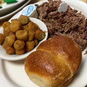 Dakotas Restaurant - Chopped brisket & fried okra with giant roll! Large portion of meat - my brother couldn't finish after the salad bar! - American Near Me - Blanchard, Oklahoma Dakotas Restaurant - Chopped brisket & fried okra with giant roll! Large portion of meat - my brother couldn't finish after the salad bar! - American Near Me - Blanchard, Oklahoma